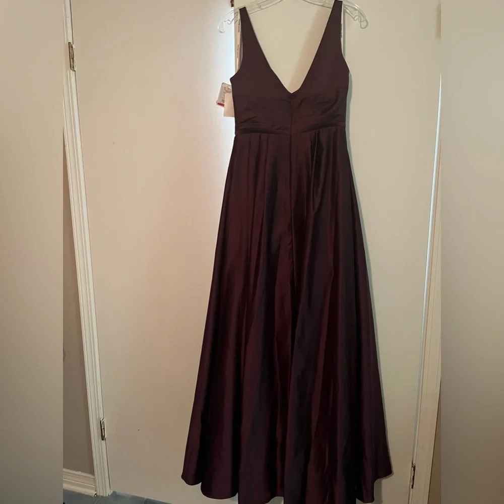 David’s Bridal Long purple satin tank bridesmaid dress - Picture 7 of 8
